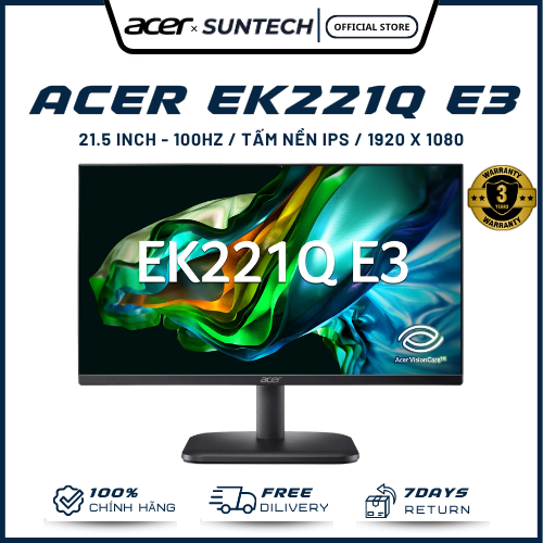 Màn Hình Acer EK221Q E3 - 22 inch Full HD, Tấm Nền IPS, 100Hz, 1ms, Chuẩn Màu 99% sRGB, Chống Chói C