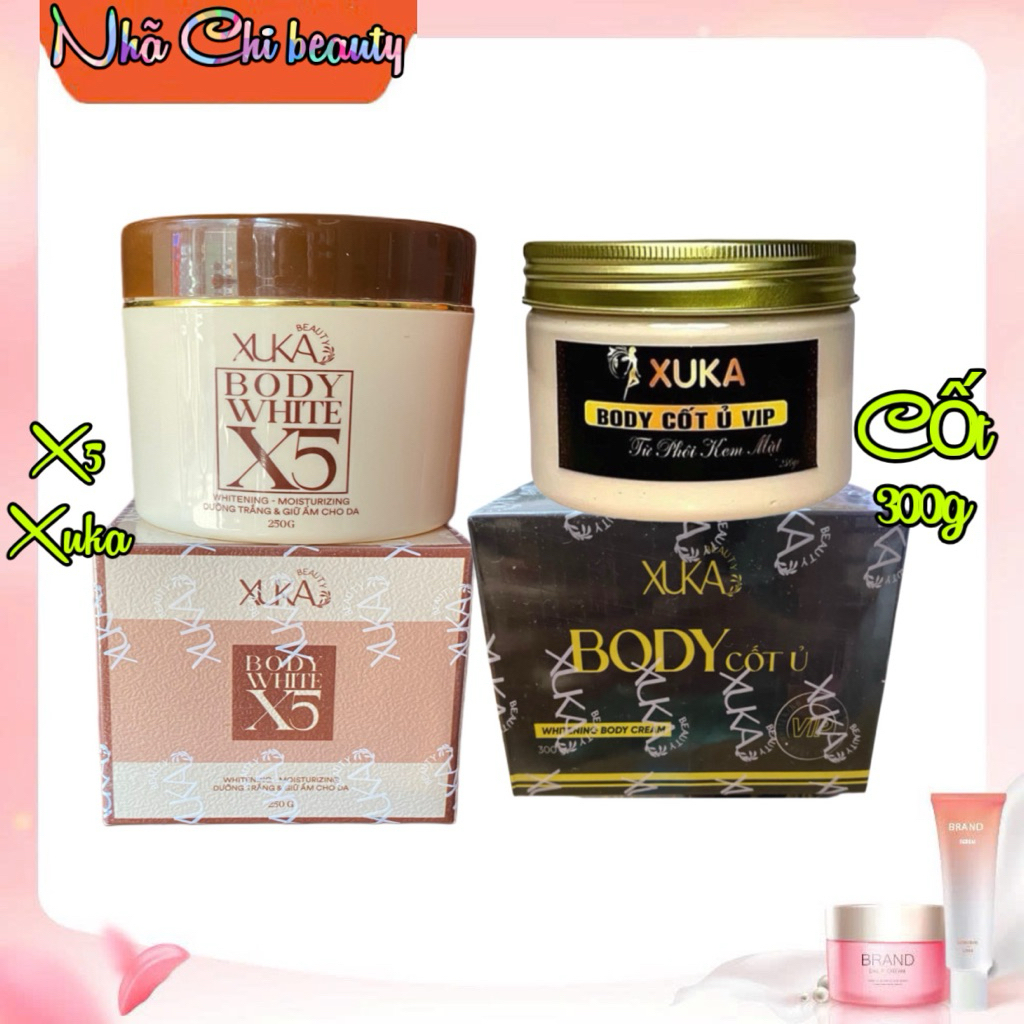 Combo kem body trắng da Xuka X5 Và kem Xuka Cốt Ủ VIP 300g trắng nhanh cấp tốc