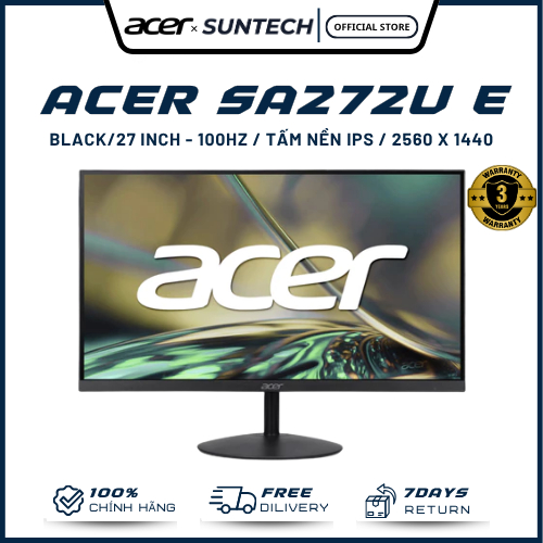 Màn Hình Acer SA272U E(Black) - 27INCH - 2K, Tấm Nền IPS, 100Hz, 1ms, Thiết Kế Siêu Mỏng Ultra-Slim,
