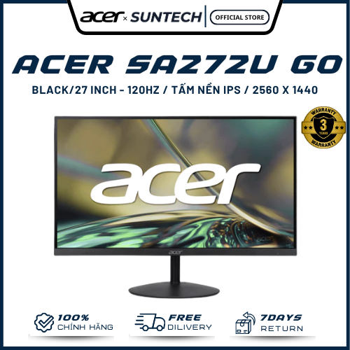 Màn Hình Acer SA272U G0 (Black) - 27 inch Độ Phân Giải 2K, Tấm Nền IPS, 120Hz Siêu Mượt, 1ms, Siêu M