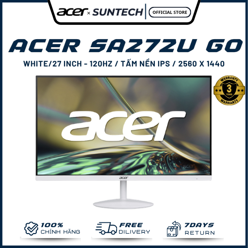 Màn Hình Acer SA272U G0 (White) - 27 inch Độ Phân Giải 2K, Tấm Nền IPS, 120Hz Siêu Mượt, 1ms, Siêu M