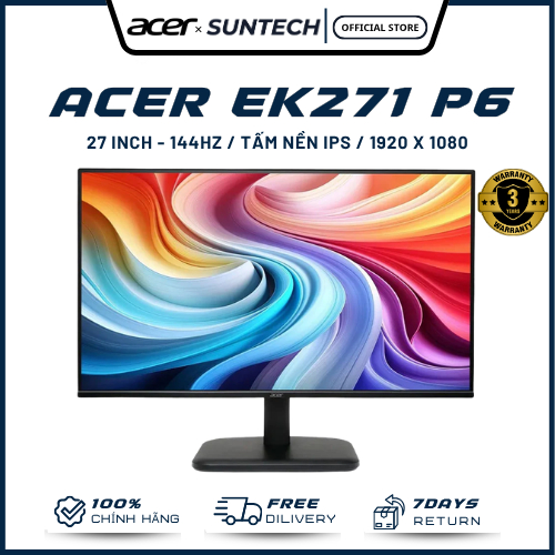 Màn Hình Acer EK271 P6 - 27 inch Full HD, Tấm Nền IPS, 144Hz Siêu Mượt, 1ms, Chuẩn Màu 99% sRGB, Chu