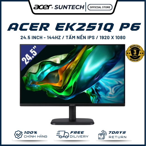 Màn Hình Acer EK251Q P6 - 24.5 inch Full HD, Tấm Nền IPS, 144Hz Siêu Mượt, 1ms, Chuyên Game Esport, 