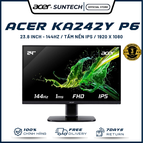 Màn Hình Acer KA242Y P6 - 23.8 Full HD, Tấm Nền IPS, 144Hz Siêu Mượt, 1ms, Chuyên Game Esport, Đồ Họ