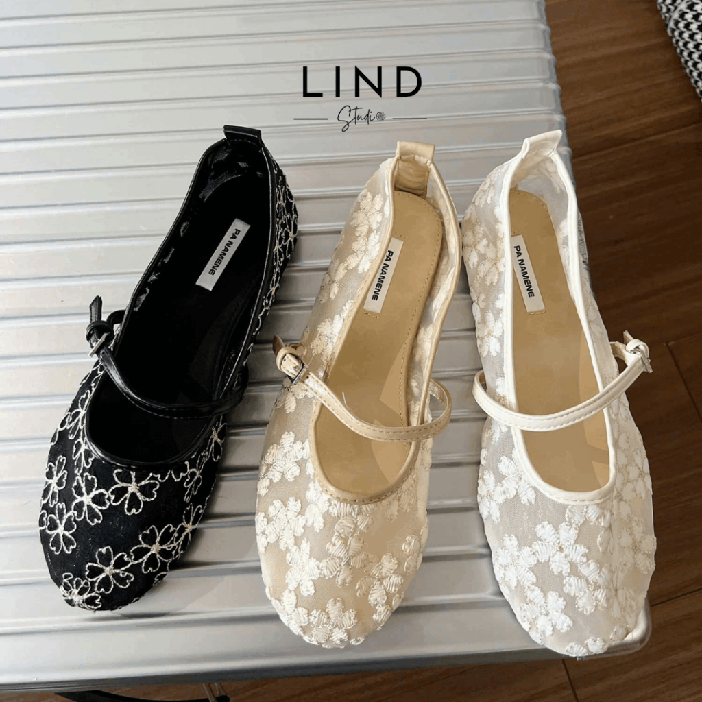 [Sẵn - Chuẩn sz] Giày bệt lưới ren hoa thêu cao cấp PA(159-66) - PA66 - Ảnh thật - LinD Shoes