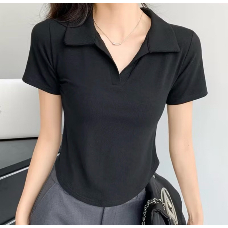 A88 Áo thun nữ tay ngắn Croptop Cổ Bẻ , Áo Polo Nhiều Màu size dưới 53kg mã a88