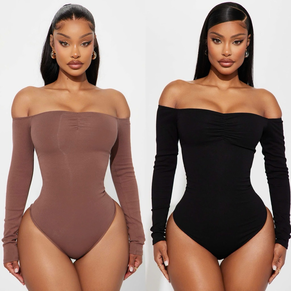 [CÓ BIGSIZE][virusplussize]Bodysuit fashion nhún ngực bẹt vai bigsize xuất xịn