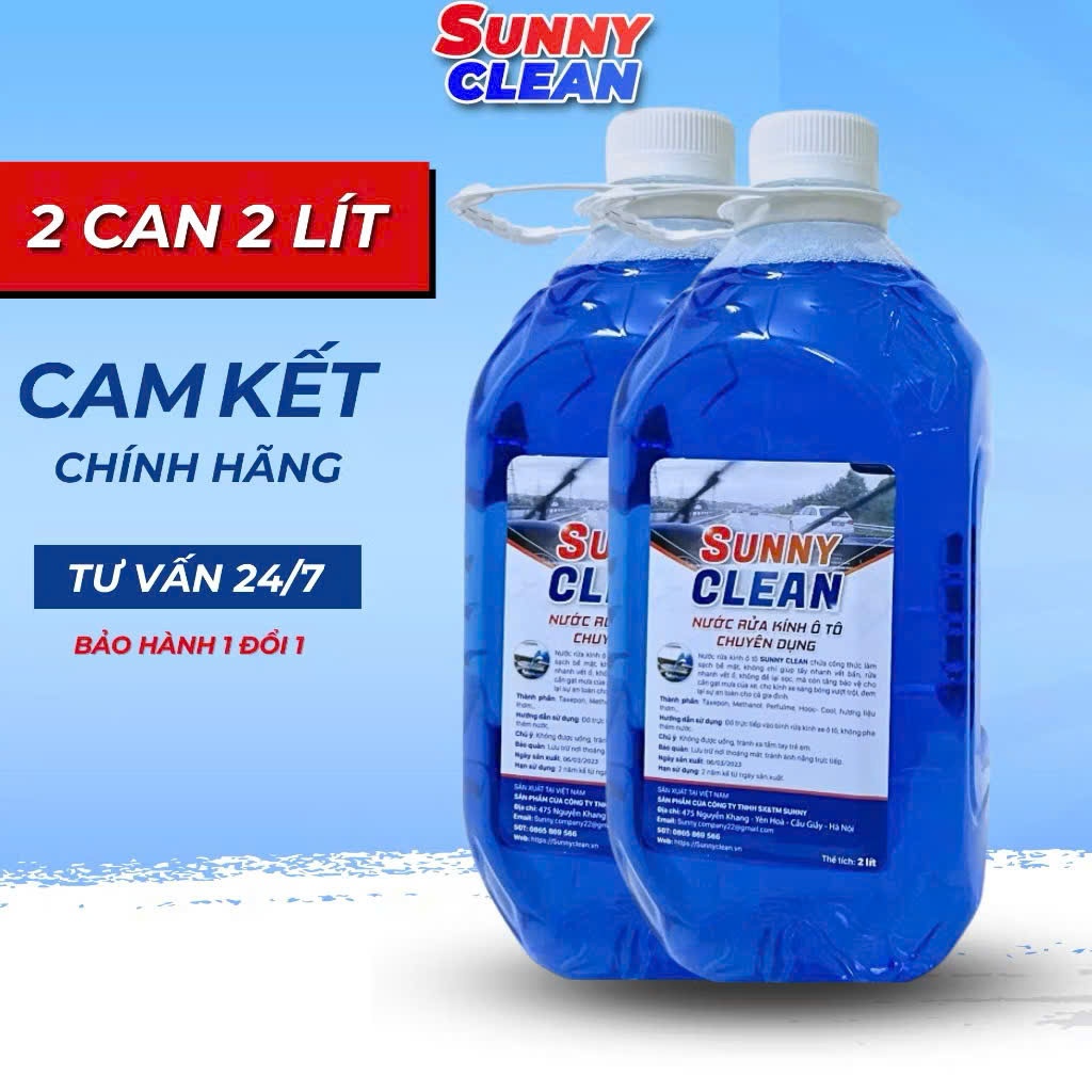 1 thùng 6 can nước rửa kính ô tô chính hãng SUNNY CLEAN, Tẩy sạch kính, bay vết bẩn, vết ố