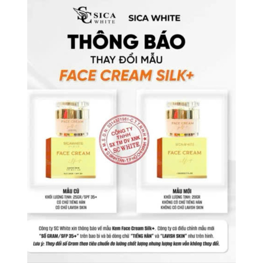 KEM LỤA SICA  20g  TẶNG MẶT NẠ-Hàng Chính Hãng