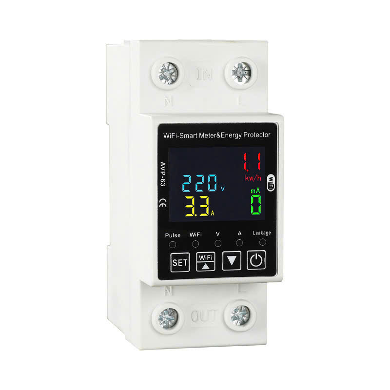 Công tơ điện tử 1 pha wifi hiển thị 4 thông số Kwh,A,V,W 80A có nút reset độ chính xác cao