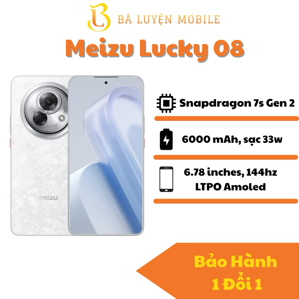 Điện thoại Meizu Lucky 08 Newseal bản Quốc Tế, Chip Snapdragon 7s Gen 2, pin 6000mAh