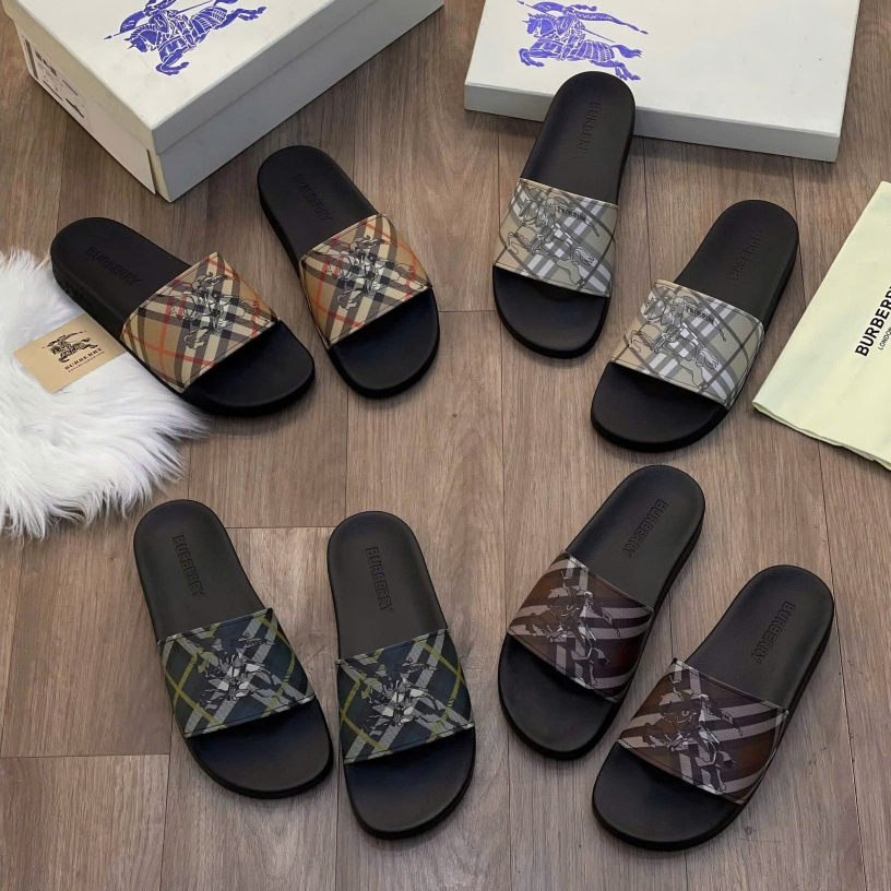 Dép Nam Burberry quai ngang hàng - Dép Lê Quai Ngang BBR Đế Casu Đúc Siêu Đẹp Trend