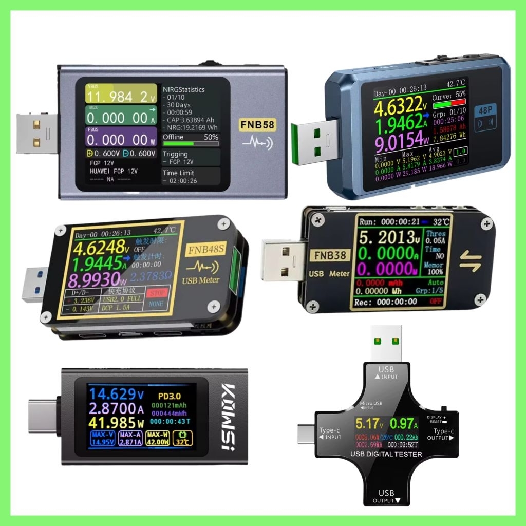 ✅ USB Kiểm Tra dòng sạc USB test FNB58 FNB38 FNB48S FNB48P J7-C KWS-X1 6 Chữ Số Đa Năng Cổng Sạc USB