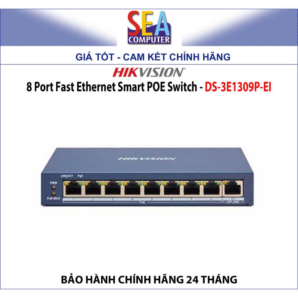 HIKVISION 8 Port Fast Ethernet Smart POE Switch - DS-3E1309P-EI