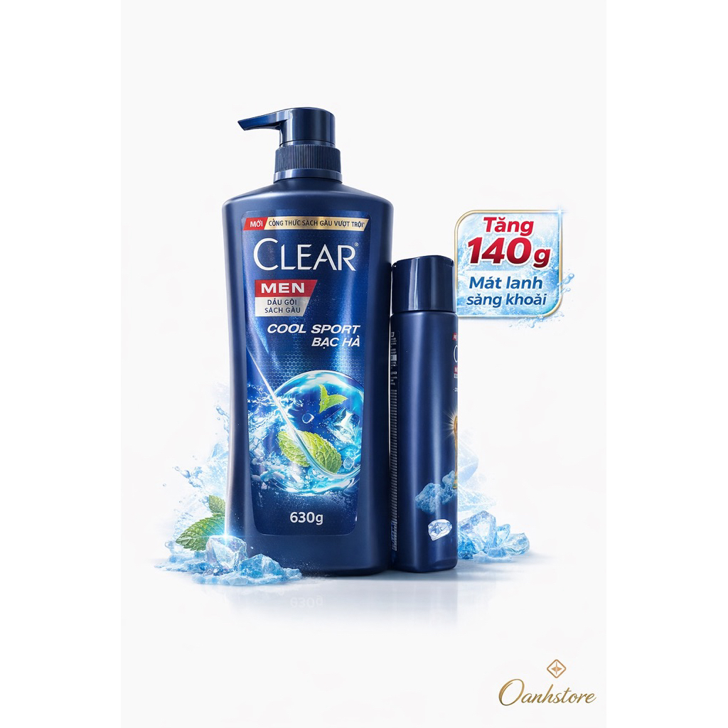 Dầu gội clear men bạc hà tặng kèm chai 140g clear men