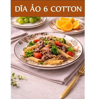 DĨA TRÒN GỐM SỨ HOA VĂN COTTON 15CM (CỠ 6)