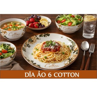DĨA TRÒN GỐM SỨ HOA VĂN COTTON 15CM (CỠ 6)
