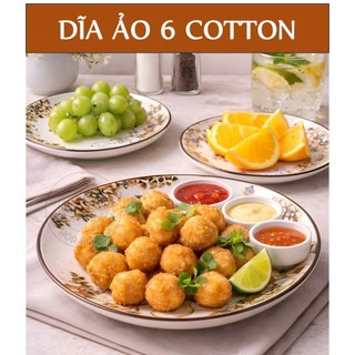 DĨA TRÒN GỐM SỨ HOA VĂN COTTON 15CM (CỠ 6)