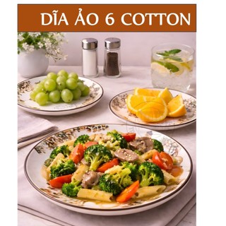 DĨA TRÒN GỐM SỨ HOA VĂN COTTON 15CM (CỠ 6)