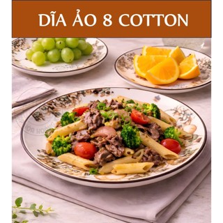DĨA TRÒN GỐM SỨ HOA VĂN COTTON 20CM (CỠ 8)