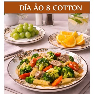 DĨA TRÒN GỐM SỨ HOA VĂN COTTON 20CM (CỠ 8)
