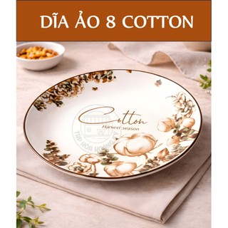 DĨA TRÒN GỐM SỨ HOA VĂN COTTON 20CM (CỠ 8)