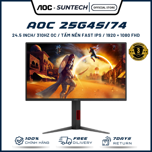 Màn Hình Gaming AOC 25G4S/74 - 24.5 inch Fast IPS, 310Hz Siêu Tốc, Độ Sáng 400 nits, Chân Đế Linh Ho
