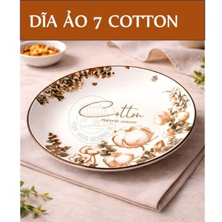 DĨA TRÒN GỐM SỨ HOA VĂN COTTON 18CM ( CỠ 7)
