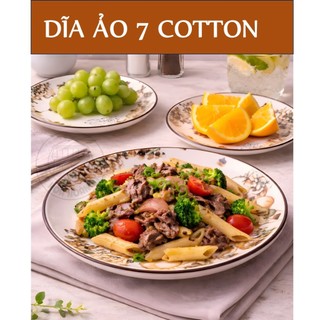 DĨA TRÒN GỐM SỨ HOA VĂN COTTON 18CM ( CỠ 7)