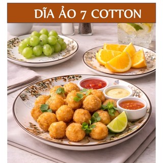 DĨA TRÒN GỐM SỨ HOA VĂN COTTON 18CM ( CỠ 7)
