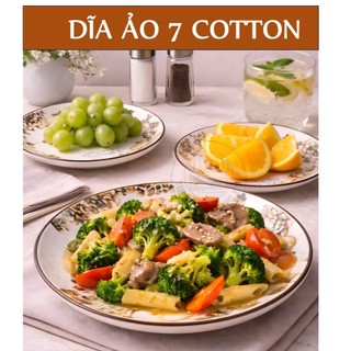 DĨA TRÒN GỐM SỨ HOA VĂN COTTON 18CM ( CỠ 7)