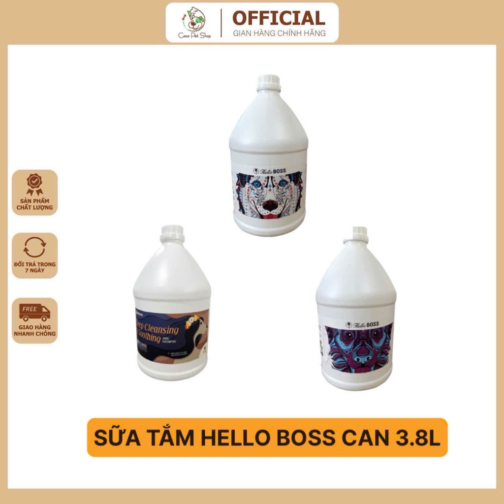Sữa tắm Hello Boss làm đẹp lông chó mèo can lớn 3 lít 8