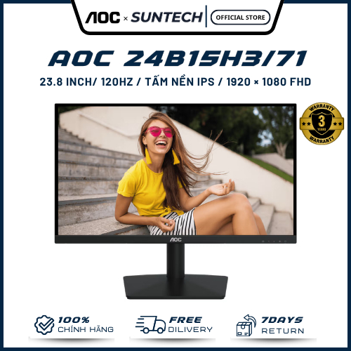 Màn Hình AOC 24B15H3/71 - 23.8 inch Full HD, Tấm Nền IPS, 120Hz Siêu Mượt, Độ Chuẩn Màu 107% sRGB, A