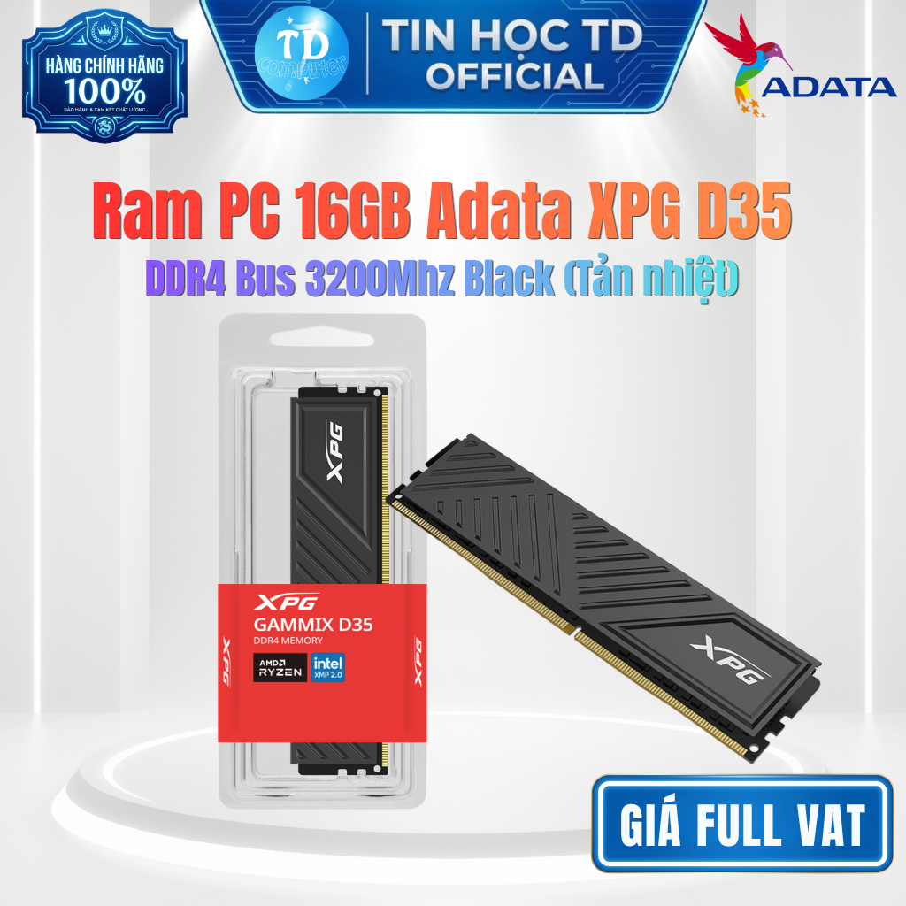 RAM PC 16GB Adata XPG D35 DDR4 3200MHz Black - Hàng chính hãng DGW phân phối