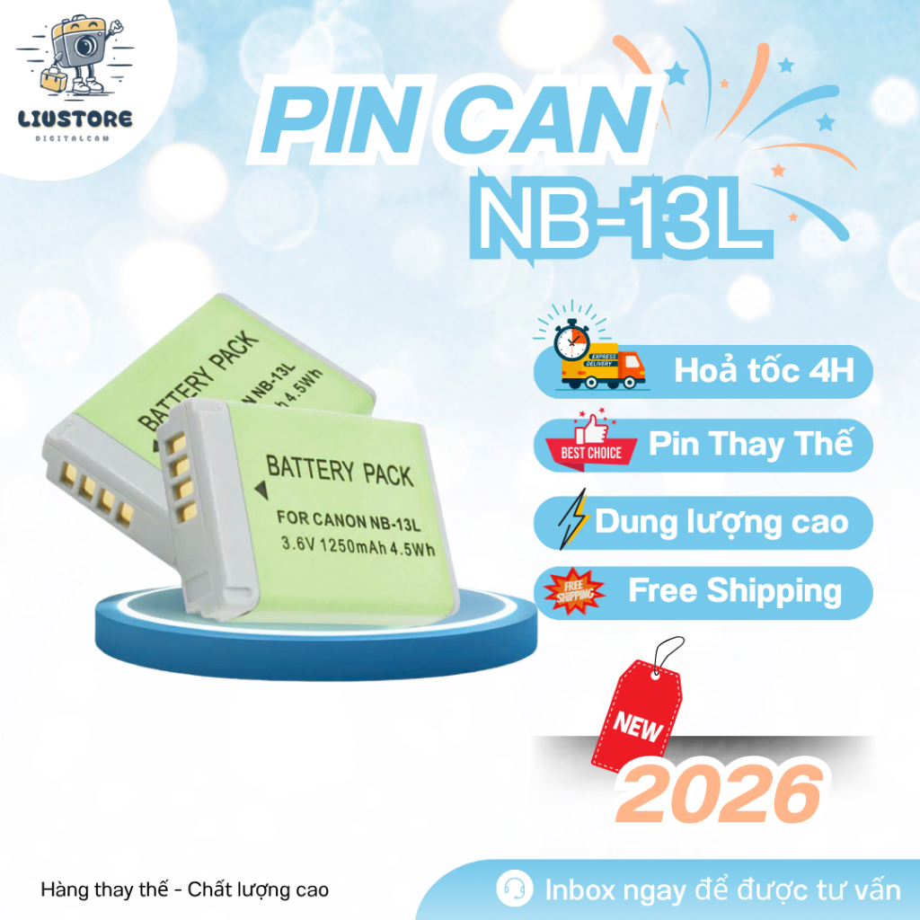 Pin thay thế Canon NB-13L 1250mAh 3.6V dùng cho Canon PowerShot G5 X G7 X G7 X Mark II G7 X Mark III