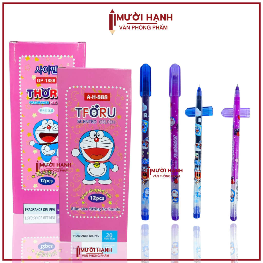 SỈ _ [THORU] LỐC 144 Cây Bút Viết Gel Nước Mực Nho Thơm Ngòi 0.38mm Thoru / Ttoru Doreamon AH888 / V