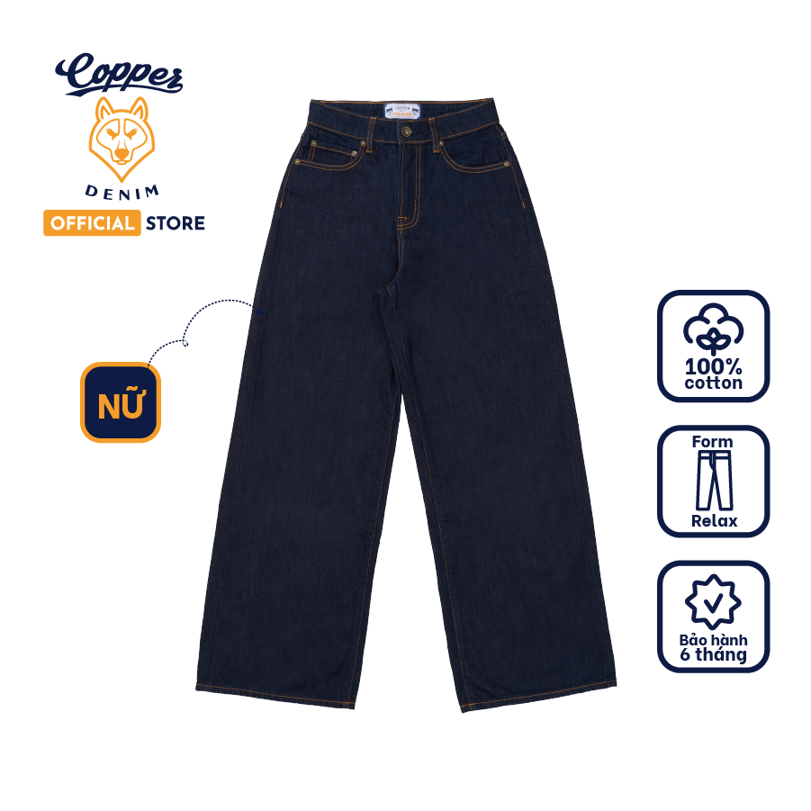 [NEW] Quần Jeans Nữ 10 Oz - rinse washed denim, dáng relax, màu indigo - Copper Denim
