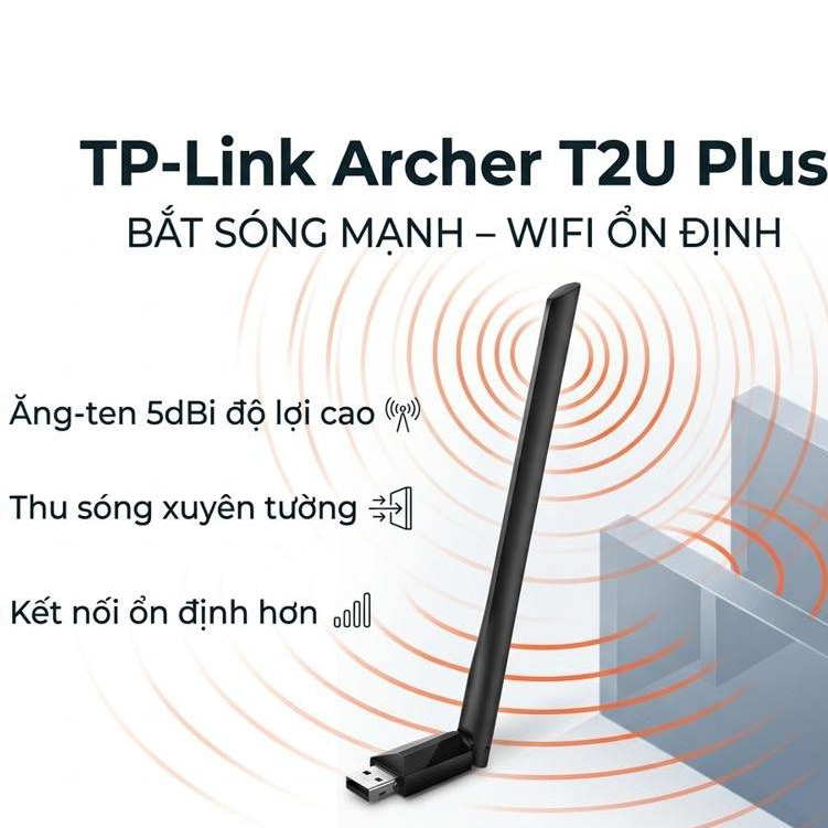 USB thu Wifi TP-Link Archer T2U / T3U Plus Chuẩn AC hỗ trợ thu wifi cho máy PC, laptop