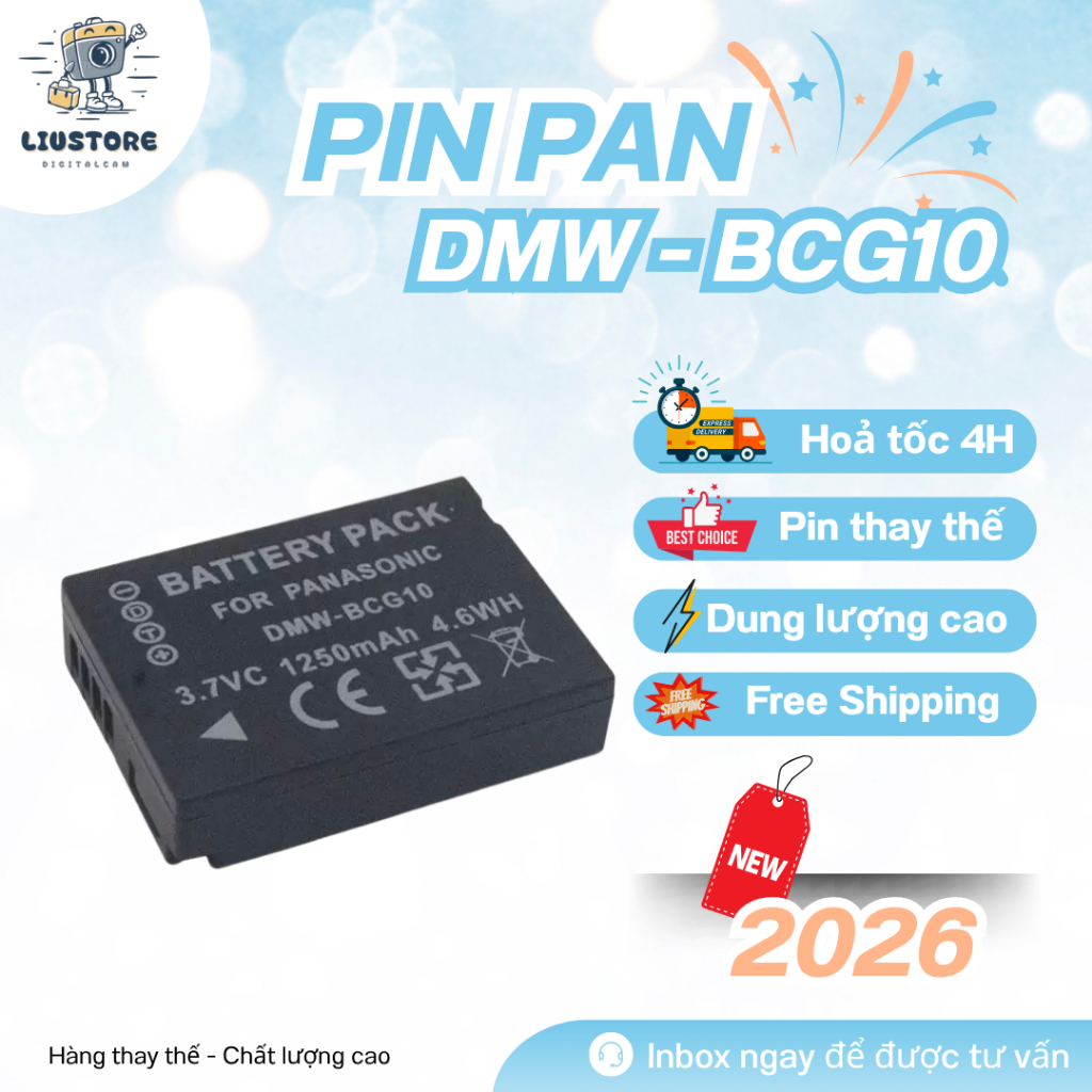 Pin Panasonic DMW-BCG10 1250mAh Pin Thay Thế Lumix TZ7 TZ10 ZS1 ZS3 ZS7 Sạc Ổn Định Giá Tốt