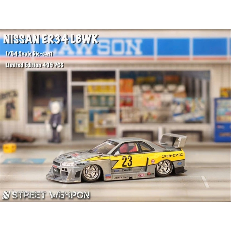 Mô hình xe Nissan ER34 LBWK Sphere Light Chase model tỉ lệ 1:64 Street Weapon SW6433028
