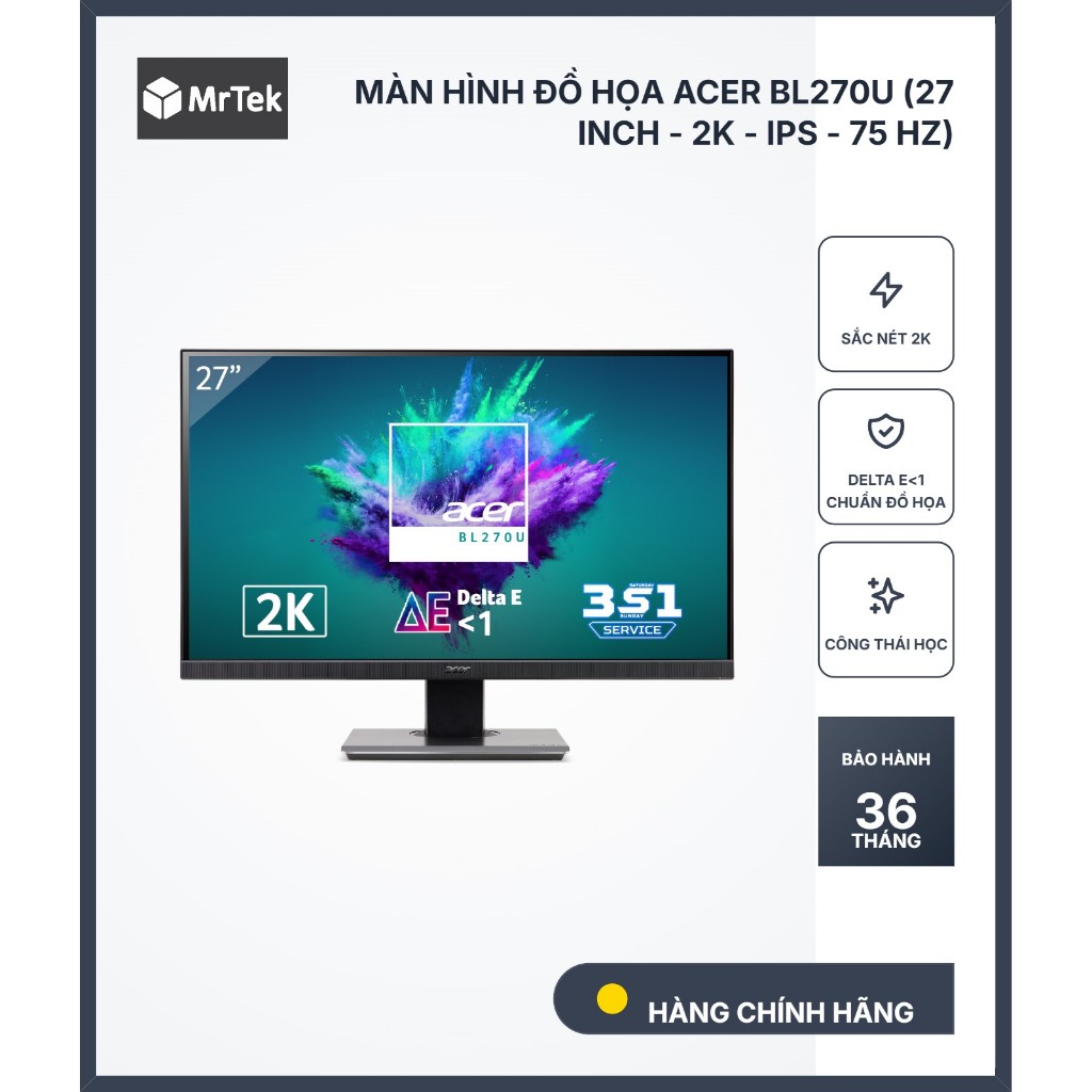 [Chính hãng] Màn hình đồ họa Acer BL270U (27 inch - 2K - IPS - 75 Hz - Delta E nhỏ hơn 1)