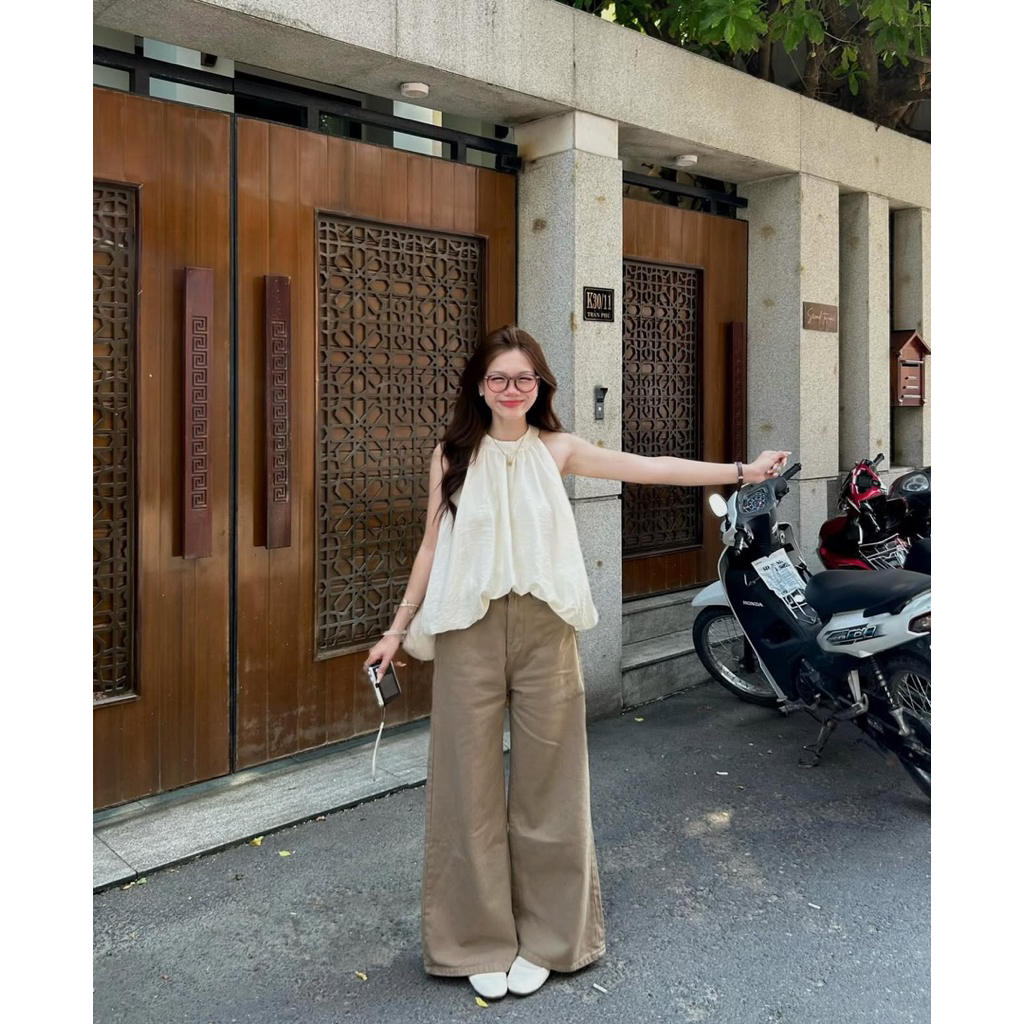 (CHUẨN LOẠI 1 sẵn) Áo yếm dáng bí tơ đũi nhăn mỏng mùa hè Suzy Top. | BigBuy360 - bigbuy360.vn