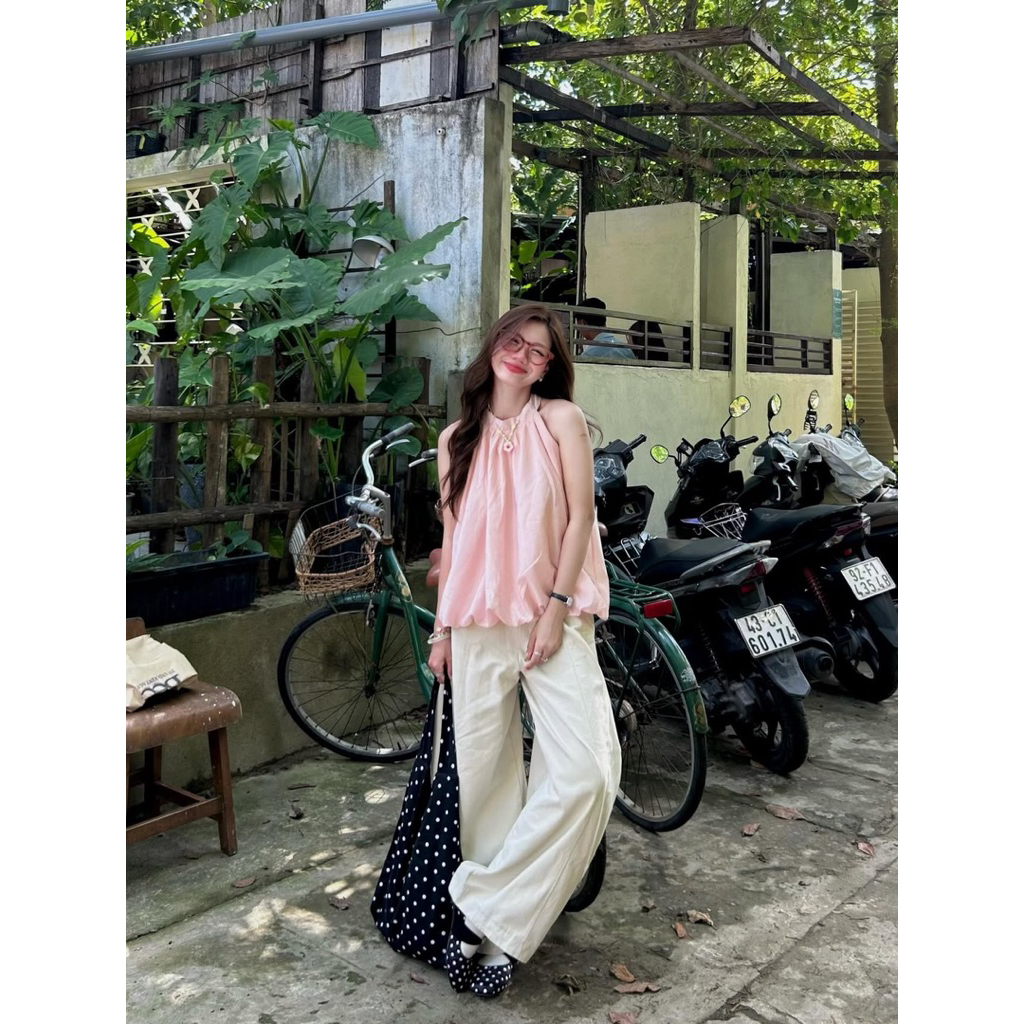 (CHUẨN LOẠI 1 sẵn) Áo yếm dáng bí tơ đũi nhăn mỏng mùa hè Suzy Top. | BigBuy360 - bigbuy360.vn