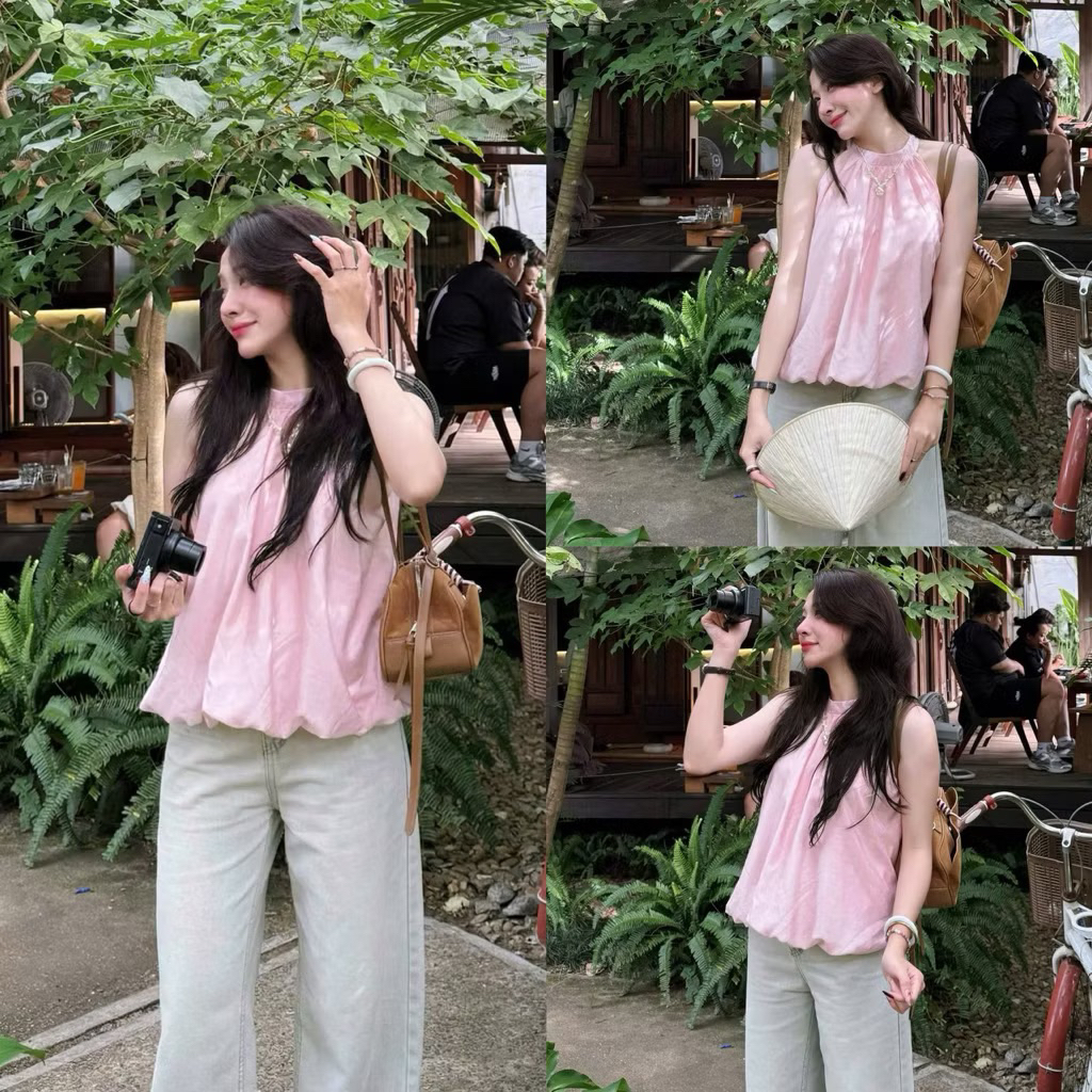 (CHUẨN LOẠI 1 sẵn) Áo yếm dáng bí tơ đũi nhăn mỏng mùa hè Suzy Top. | BigBuy360 - bigbuy360.vn