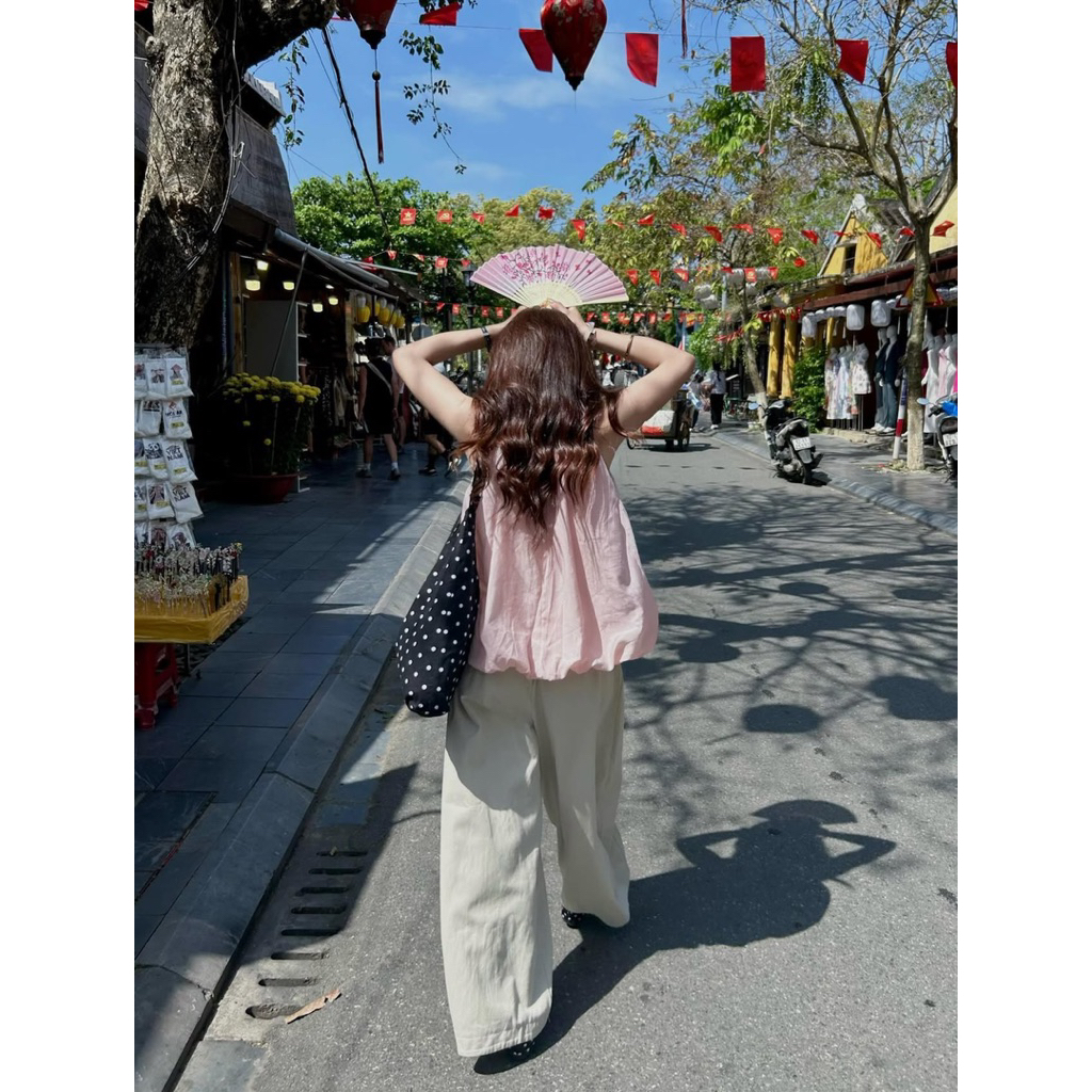 (CHUẨN LOẠI 1 sẵn) Áo yếm dáng bí tơ đũi nhăn mỏng mùa hè Suzy Top. | BigBuy360 - bigbuy360.vn