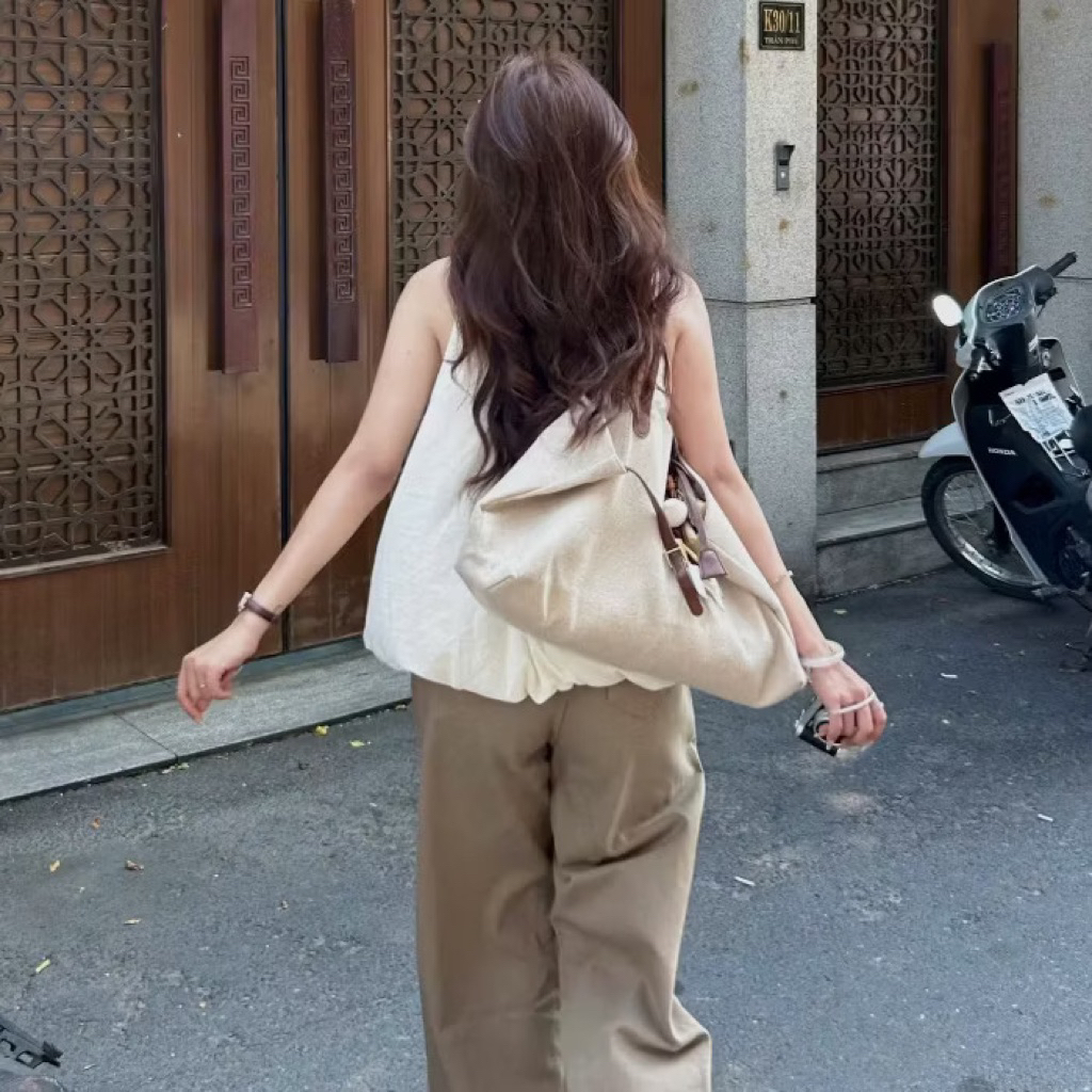 (CHUẨN LOẠI 1 sẵn) Áo yếm dáng bí tơ đũi nhăn mỏng mùa hè Suzy Top. | BigBuy360 - bigbuy360.vn