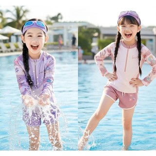 Bộ bơi bé gái dài tay Băp Pop - HB2618 Vải co giãn mềm mịn chống nắng bền đẹp