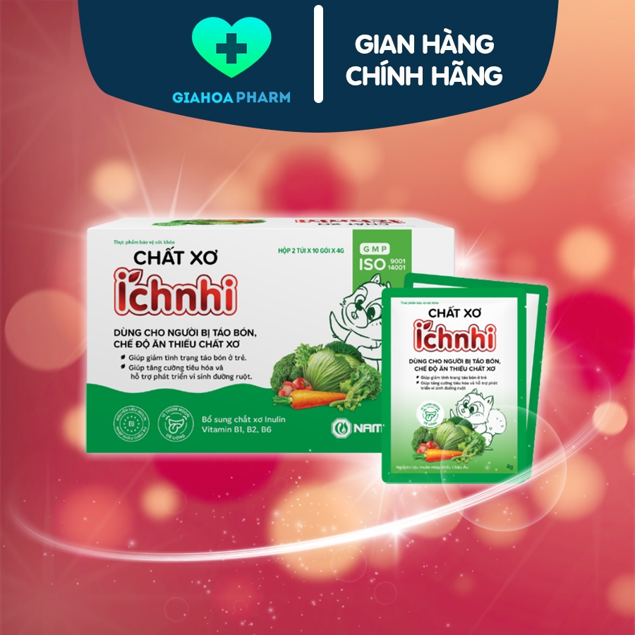 Chất xơ Ích Nhi bổ sung chất xơ Inulin, vitamin B1, B2, B6 giảm táo bón trẻ em, tăng cường tiêu hóa,
