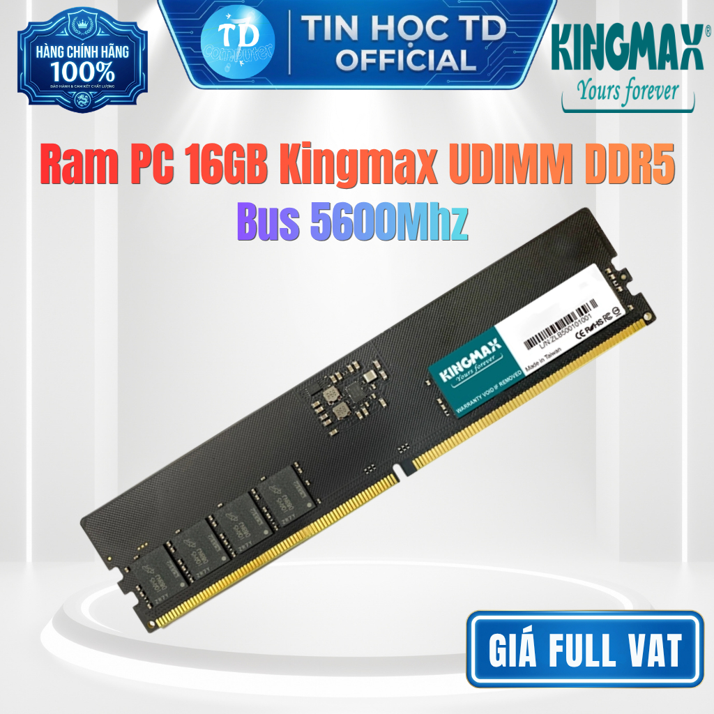 RAM PC 16GB Kingmax UDIMM DDR5 5600MHz - Hàng chính hãng Viễn Sơn phân phối