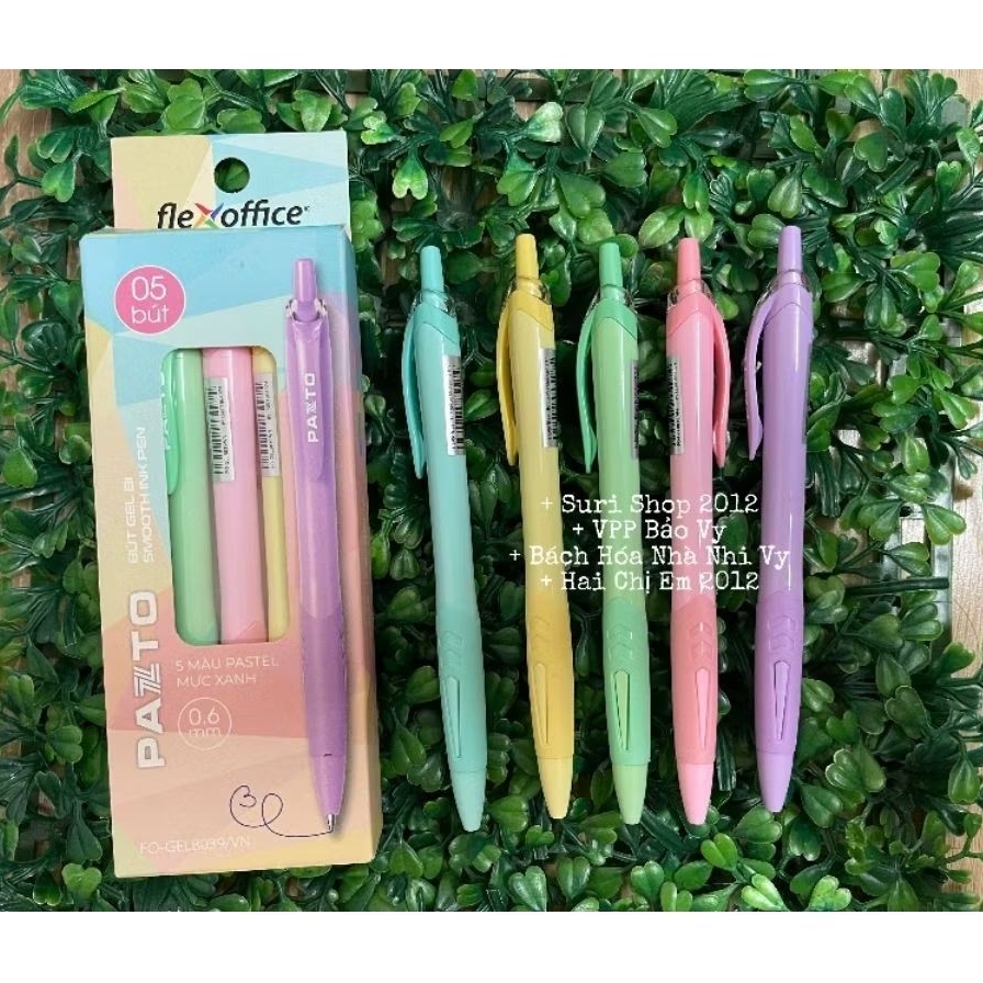 Hộp 5 cây bút gel bi mực xanh Pazto Thiên Long ngòi 0.6mm ( thân bút màu pastel xinh lắm, viết êm mư